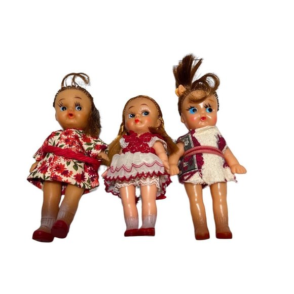 Side-Glancing Lot of 3 Posable 5" Dolls Japan Soft Rubber Painted Shoes/Socks - Picture 14 of 15